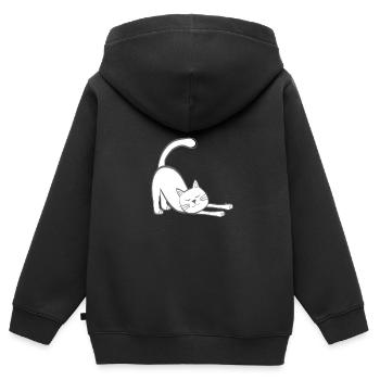 Cat stretch Katze Kätzchen strecken stretching - Kinder Premium Organic Zip Hoodie - Schwarz - Hinten - AI Model Kid Male (0cm)