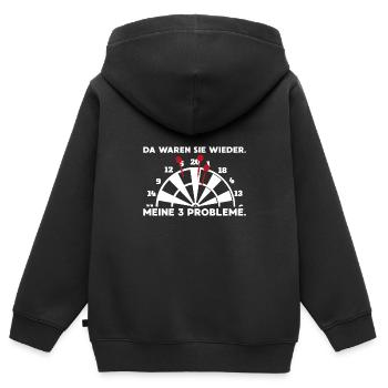 Probleme Geschenk Spruch Darts Wurfspieß - Kinder Premium Organic Zip Hoodie - Schwarz - Hinten - AI Model Kid Male (0cm)