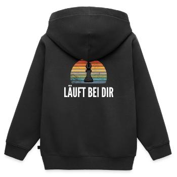 Schach Geschenk Schachspieler Meme Läuft Bei Dir - Kinder Premium Organic Zip Hoodie - Schwarz - Hinten - AI Model Kid Male (0cm)