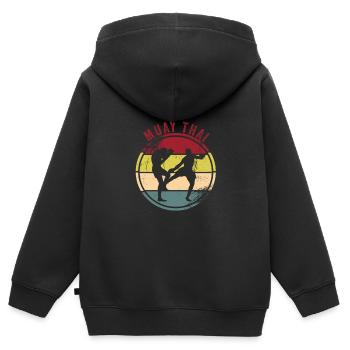Muay Thai Boxe - Sweat Premium à capuche zippé enfant bio - noir - Dos - AI Model Kid Male (0cm)