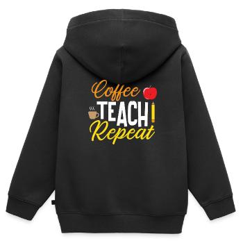 Enseignant École primaire Enseignant Enseignant École secondaire - Sweat Premium à capuche zippé enfant bio - noir - Dos - AI Model Kid Male (0cm)