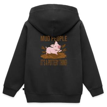 Töpfern - Kinder Premium Organic Zip Hoodie - Schwarz - Hinten - AI Model Kid Male (0cm)