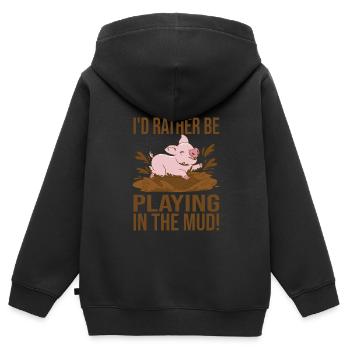 Töpfern - Kinder Premium Organic Zip Hoodie - Schwarz - Hinten - AI Model Kid Male (0cm)