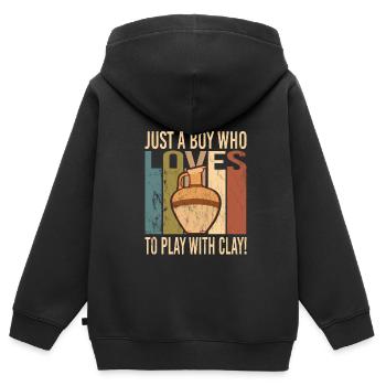 Töpfern - Kinder Premium Organic Zip Hoodie - Schwarz - Hinten - AI Model Kid Male (0cm)