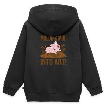 Töpfern - Kinder Premium Organic Zip Hoodie - Schwarz - Hinten - AI Model Kid Male (0cm)