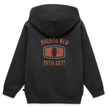 Töpfern - Kinder Premium Organic Zip Hoodie - Schwarz - Hinten - AI Model Kid Male (0cm)