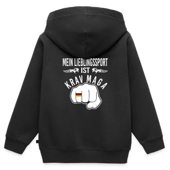 Krav Maga - Kinder Premium Organic Zip Hoodie - Schwarz - Hinten - AI Model Kid Male (0cm)