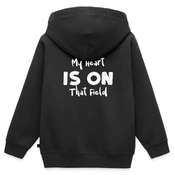 Mon cœur est sur ce terrain - Maman - Sweat Premium à capuche zippé enfant bio - noir - Dos - AI Model Kid Male (0cm)