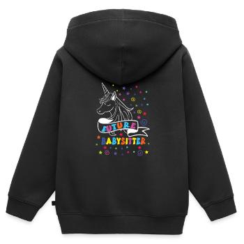 Babysitter - Kinder Premium Organic Zip Hoodie - Schwarz - Hinten - AI Model Kid Male (0cm)