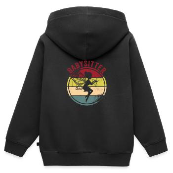 Babysitter - Kinder Premium Organic Zip Hoodie - Schwarz - Hinten - AI Model Kid Male (0cm)