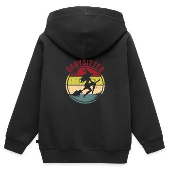 Babysitter - Kinder Premium Organic Zip Hoodie - Schwarz - Hinten - AI Model Kid Male (0cm)
