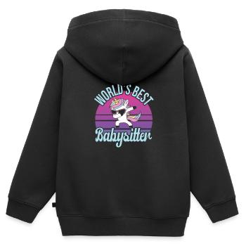 Babysitter - Kinder Premium Organic Zip Hoodie - Schwarz - Hinten - AI Model Kid Male (0cm)