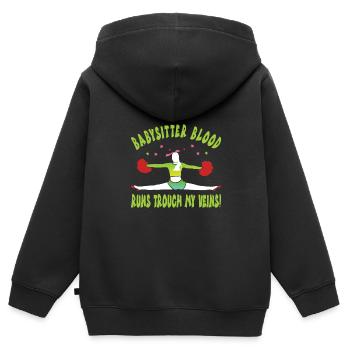 Babysitter - Kinder Premium Organic Zip Hoodie - Schwarz - Hinten - AI Model Kid Male (0cm)