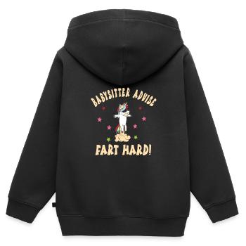 Babysitter - Kinder Premium Organic Zip Hoodie - Schwarz - Hinten - AI Model Kid Male (0cm)