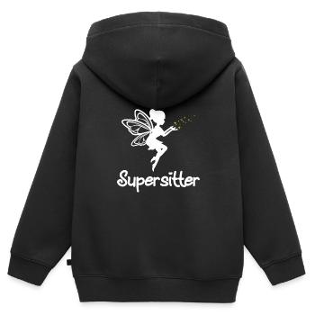Babysitter - Kinder Premium Organic Zip Hoodie - Schwarz - Hinten - AI Model Kid Male (0cm)