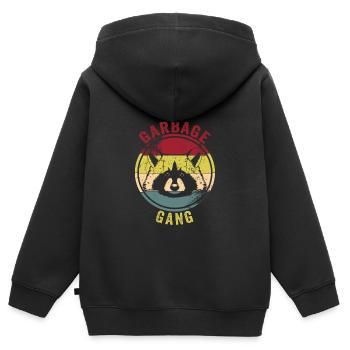 Raton laveur - Sweat Premium à capuche zippé enfant bio - noir - Dos - AI Model Kid Male (0cm)
