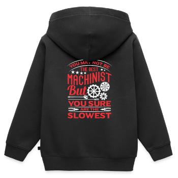 Schlosser - Kinder Premium Organic Zip Hoodie - Schwarz - Hinten - AI Model Kid Male (0cm)