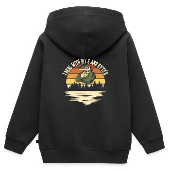 Echse Gator - Kinder Premium Organic Zip Hoodie - Schwarz - Hinten - AI Model Kid Male (0cm)