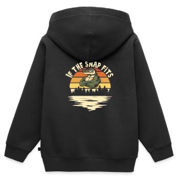 Echse Gator - Kinder Premium Organic Zip Hoodie - Schwarz - Hinten - AI Model Kid Male (0cm)