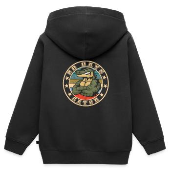 Echse Gator - Kinder Premium Organic Zip Hoodie - Schwarz - Hinten - AI Model Kid Male (0cm)