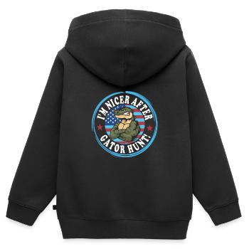 Echse Gator - Kinder Premium Organic Zip Hoodie - Schwarz - Hinten - AI Model Kid Male (0cm)