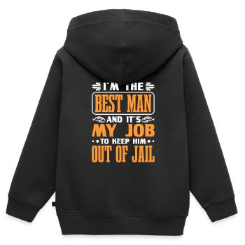 Trauzeuge - Kinder Premium Organic Zip Hoodie - Schwarz - Hinten - AI Model Kid Male (0cm)