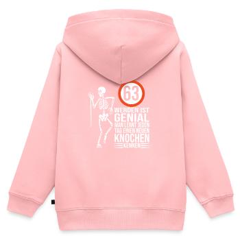 63.Geburtstag - Kinder Premium Organic Zip Hoodie - Rosa - Hinten - AI Model Kid Female (0cm)