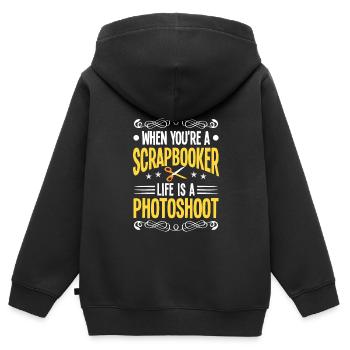 Basteln - Kinder Premium Organic Zip Hoodie - Schwarz - Hinten - AI Model Kid Male (0cm)