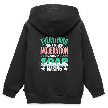 Seife machen - Kinder Premium Organic Zip Hoodie - Schwarz - Hinten - AI Model Kid Male (0cm)