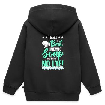 Seife machen - Kinder Premium Organic Zip Hoodie - Schwarz - Hinten - AI Model Kid Male (0cm)
