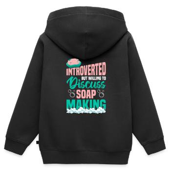 Seife machen - Kinder Premium Organic Zip Hoodie - Schwarz - Hinten - AI Model Kid Male (0cm)