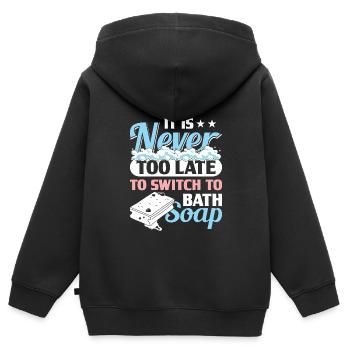 Seife machen - Kinder Premium Organic Zip Hoodie - Schwarz - Hinten - AI Model Kid Male (0cm)