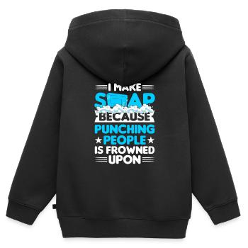 Seife machen - Kinder Premium Organic Zip Hoodie - Schwarz - Hinten - AI Model Kid Male (0cm)