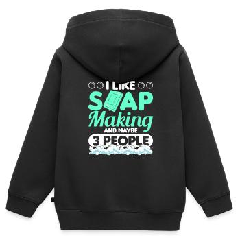 Seife machen - Kinder Premium Organic Zip Hoodie - Schwarz - Hinten - AI Model Kid Male (0cm)