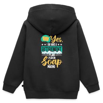 Seife machen - Kinder Premium Organic Zip Hoodie - Schwarz - Hinten - AI Model Kid Male (0cm)