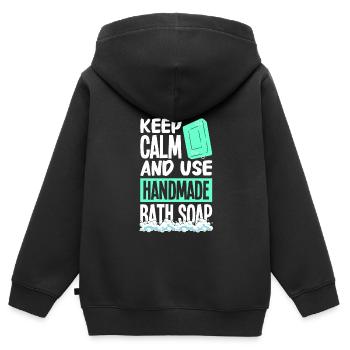 Seife machen - Kinder Premium Organic Zip Hoodie - Schwarz - Hinten - AI Model Kid Male (0cm)