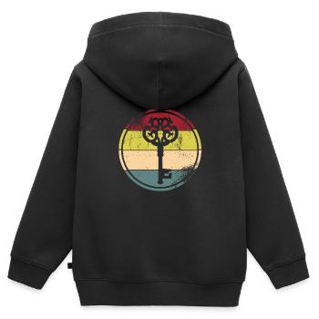 Salle d’évasion - Sweat Premium à capuche zippé enfant bio - noir - Dos - AI Model Kid Male (0cm)
