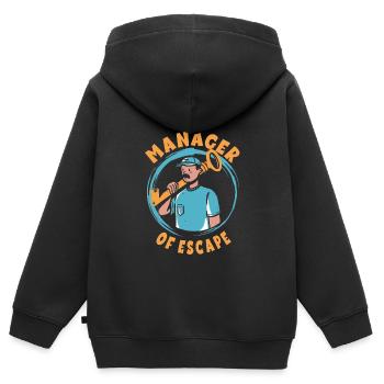 Salle d’évasion - Sweat Premium à capuche zippé enfant bio - noir - Dos - AI Model Kid Male (0cm)