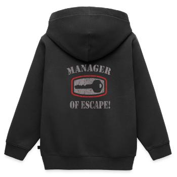 Salle d’évasion - Sweat Premium à capuche zippé enfant bio - noir - Dos - AI Model Kid Male (0cm)