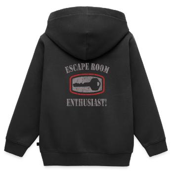 Salle d’évasion - Sweat Premium à capuche zippé enfant bio - noir - Dos - AI Model Kid Male (0cm)