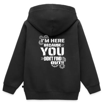 Salle d’évasion - Sweat Premium à capuche zippé enfant bio - noir - Dos - AI Model Kid Male (0cm)