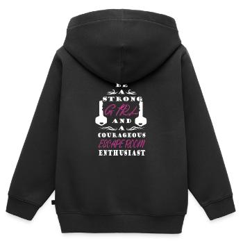 Salle d’évasion - Sweat Premium à capuche zippé enfant bio - noir - Dos - AI Model Kid Male (0cm)