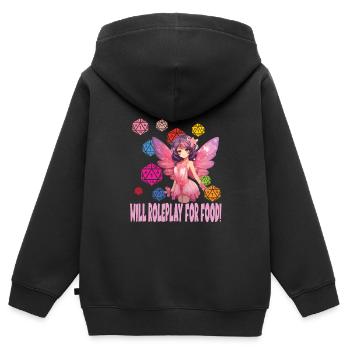 Rollenspiel - Kinder Premium Organic Zip Hoodie - Schwarz - Hinten - AI Model Kid Male (0cm)