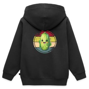 Gurken - Kinder Premium Organic Zip Hoodie - Schwarz - Hinten - AI Model Kid Male (0cm)
