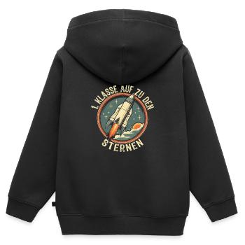 Écolier - Sweat Premium à capuche zippé enfant bio - noir - Dos - AI Model Kid Male (0cm)