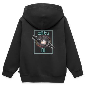 Fête - Sweat Premium à capuche zippé enfant bio - noir - Dos - AI Model Kid Male (0cm)