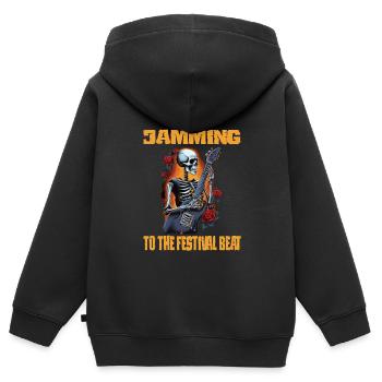 Fête - Sweat Premium à capuche zippé enfant bio - noir - Dos - AI Model Kid Male (0cm)