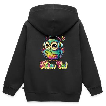 Fête - Sweat Premium à capuche zippé enfant bio - noir - Dos - AI Model Kid Male (0cm)
