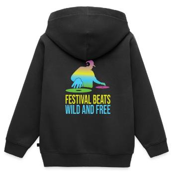 Fête - Sweat Premium à capuche zippé enfant bio - noir - Dos - AI Model Kid Male (0cm)