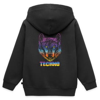 Fête - Sweat Premium à capuche zippé enfant bio - noir - Dos - AI Model Kid Male (0cm)